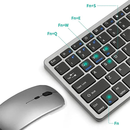 Bluetooth 5.0 &2.4G Wireless Keyboard and Mouse Combo Mini Multimedia Keyboard Mouse for Computer Laptop PC iPad Macbook Android