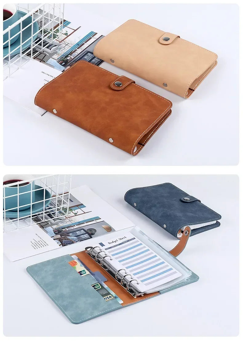A6 Budget Binder Planner Notebook Cover PU Loose-leaf Handbook 6 Holes Binder Diary Agenda Paper Cover School Stationery