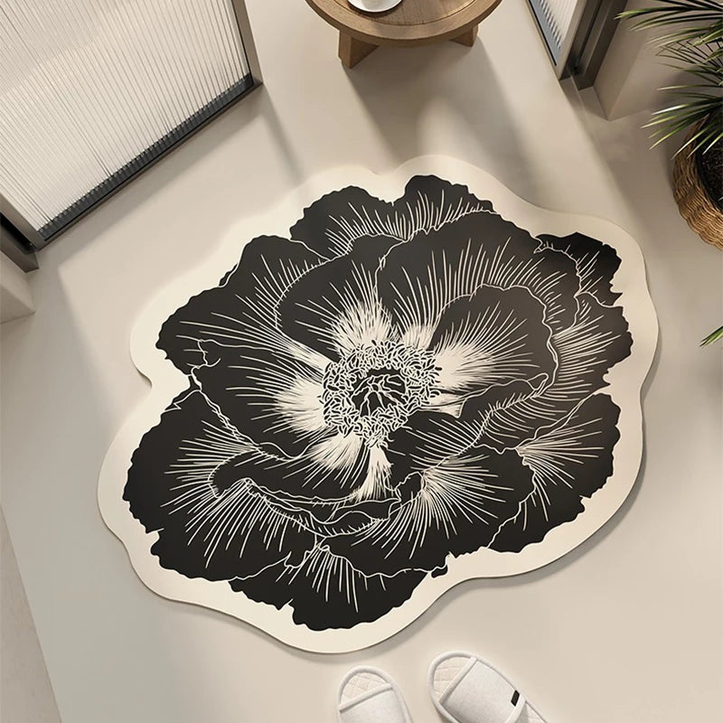 Bathroom Floor Mat Water-absorbing Non-slip Dirt-resistant Carpet Flower Diatom Mud Special-shaped Rug Door Home Decoration Mats