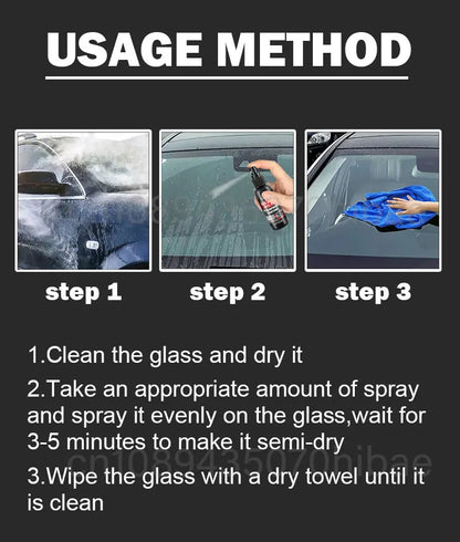 Car Glass Anti-rain Water Spray Repellent Nano Coating Hydrophobic Waterproof Agent Oil Film Removing Auto Glass Film Agent