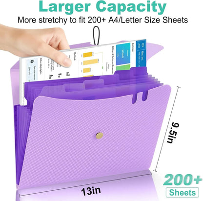 Expanding File Folder,5 Pocket Folders for Documents,Portable Paper Organizer for School Office Supplies,A4 Size