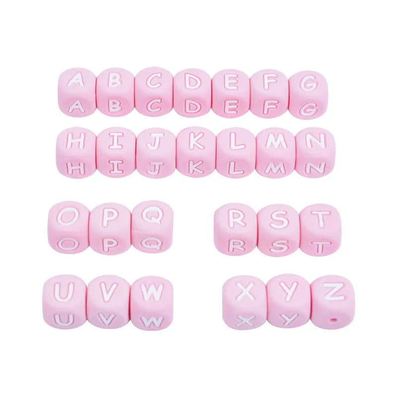 Clearance_12mm 26Pcs Silicone Letter Beads 15 Colors Colorful Alphabet Silicone Chewing Bead for Pacifier Clip Chain Not Choose