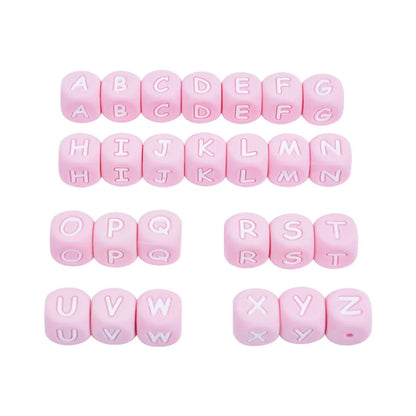 Clearance_12mm 26Pcs Silicone Letter Beads 15 Colors Colorful Alphabet Silicone Chewing Bead for Pacifier Clip Chain Not Choose