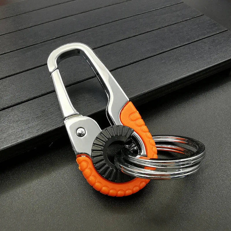 3pcs Keychain Men Stainless Steel Buckle Outdoor Carabiner Climbing Tool Double Ring Car Fishing Hook Key Ring Accessories