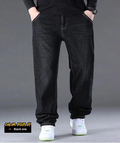 Men Light Luxury Elastic force loose Fit Pants Comfortable Soft Business Fashion ventilate Casual Denim Trousers Male Clothing