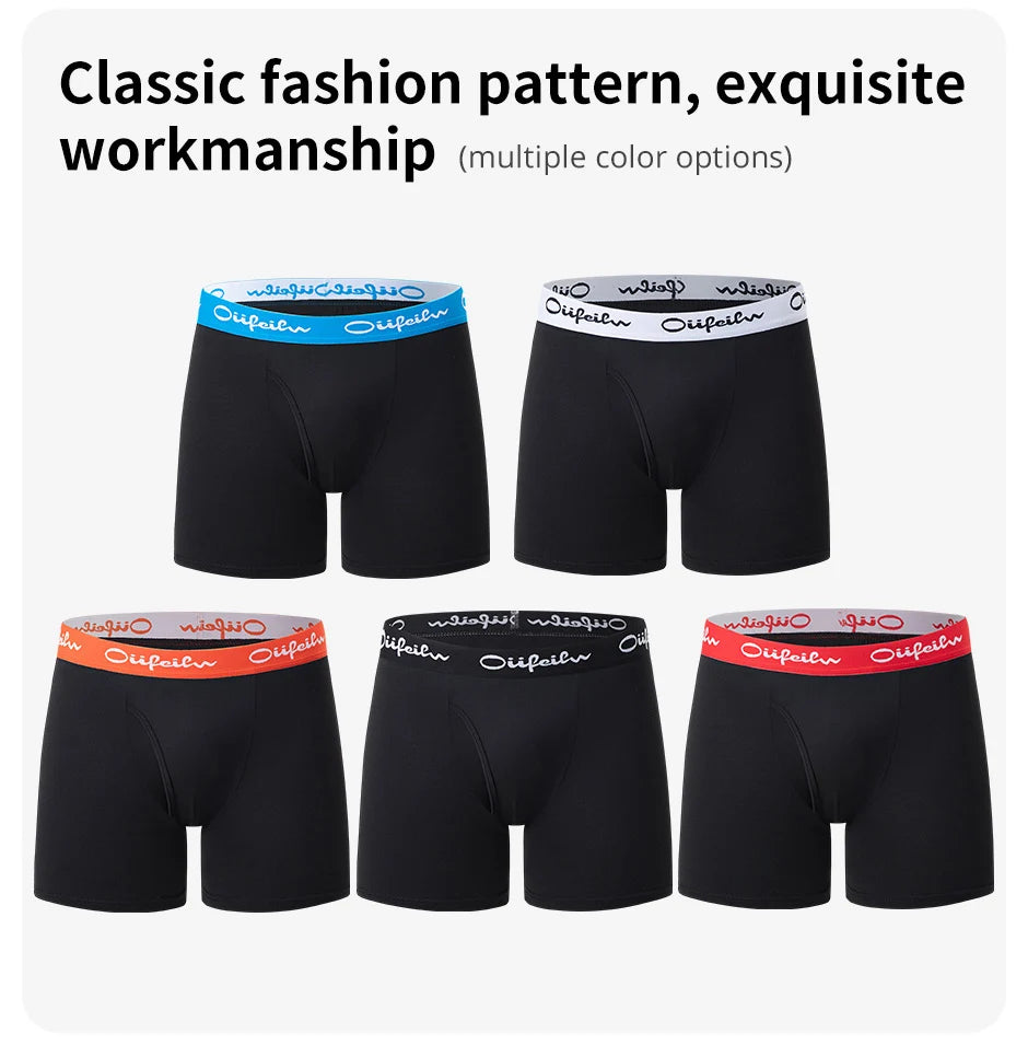 5/10 Pack Multi-size Teenagers To Adults Men's Boyshort Leisure Sports Joker Elastic Waist Long Men's Underwear Can Be Parent-ch