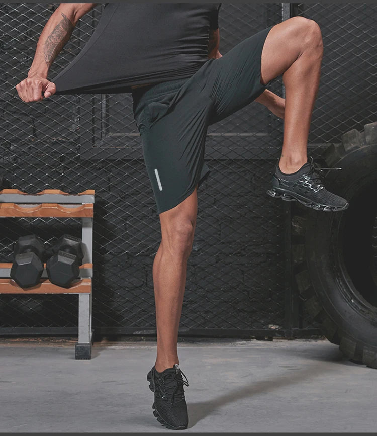 Plus Size Running Shorts Men Loose Dry Fit Basketball Gym Fitness Black Shorts Jogging Workout Athletic Bottom Zipper Pocket