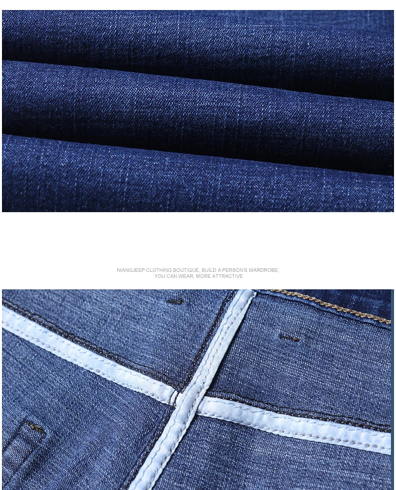 2025 New Business Men's Jeans Casual Comfortable Straight Stretch Fashion Classic Premium Blue Black Denim Pants Large Pants