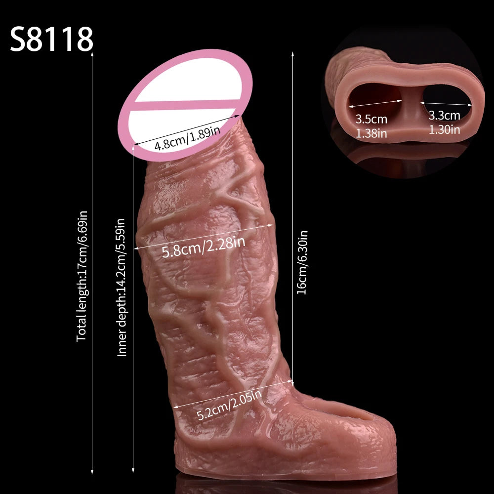 SXXY Silicone Penis Sleeve For Cock Enlargement Lengthen Men Reusable Condom Penis Ring Delayed Ejaculation