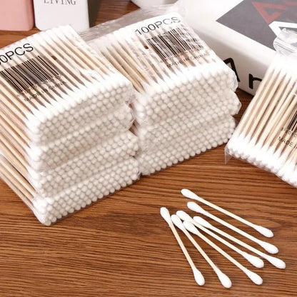 500pcs ,100pcs Per Pack, 5 Packs, Double-ended Cotton Swabs, Baby Cotton Swabs, Ear Cleaning Sticks, Healthy Cleaning Tools
