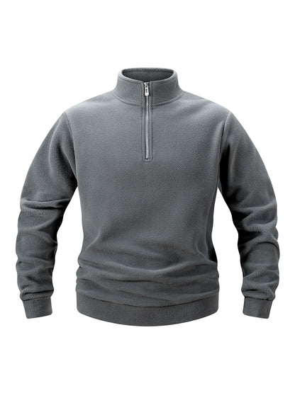 2025 Men Casual Fleece Sweatshirts Tops Men Sport Classic Stand Collar Sweatshirts Men’s Quarter Zip Hoodie Basic Pullover 3XL