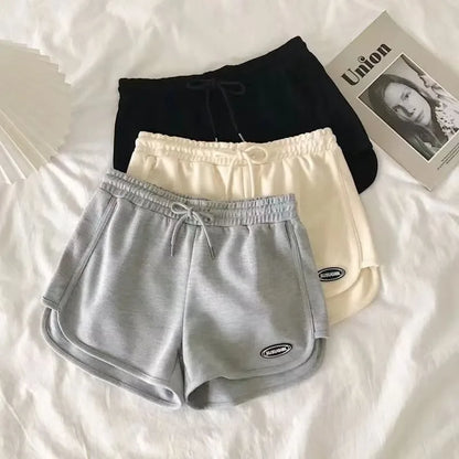 Women Casual Drawstring Sports Shorts Summer Thin High Waist Yoga A-line Shorts Loose Women Running Straight Trousers