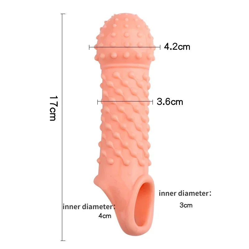 Reusable Condom for Sexual Pleasure Hard Rough Big Condom Penis Sleeve Extender for Men Delay Ejaculation