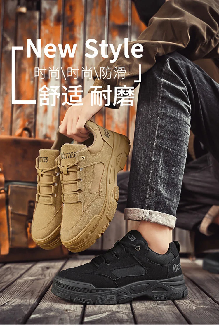 2025 new men's shoes for spring leisure, breathable, anti slip, wear-resistant workwear shoes, men's sports shoes, board shoes