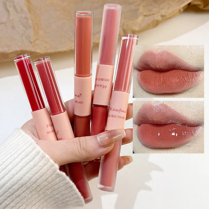 Double headed Lip Glaze Long lasting Matte Waterproof and Sweatproof Lipstick Sexy Lip Makeup for Daily Use