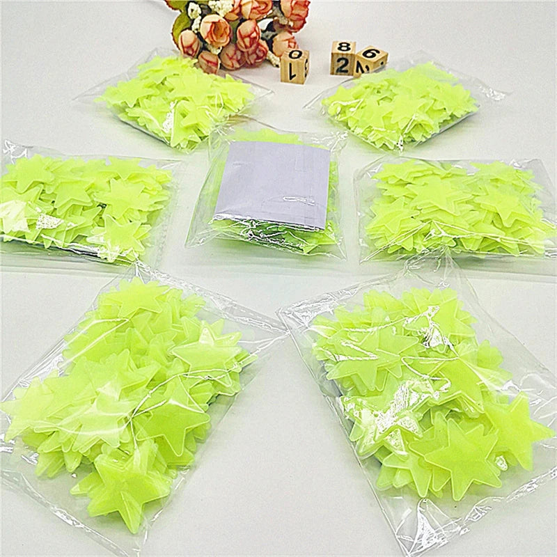 Glow in The Dark Stars Stickers - Self Adhesive Wall Decals for Kids Room Decor, DIY Night Sky Ceiling, Luminous Party Supplies