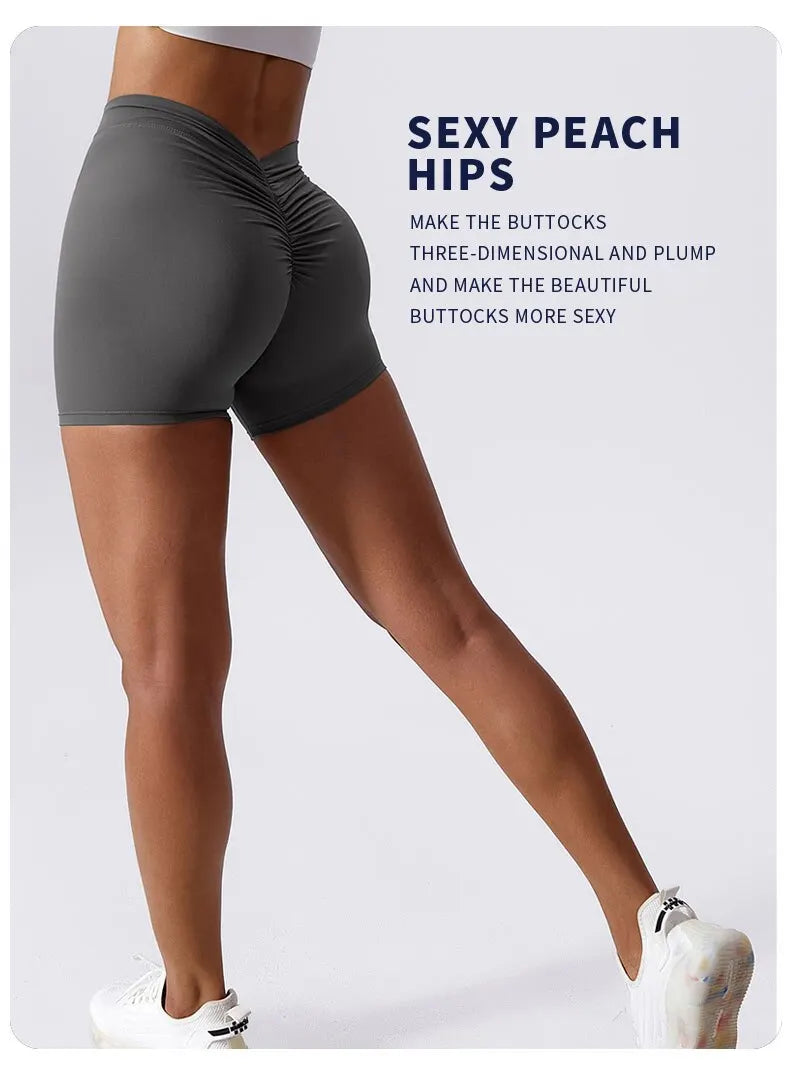 Women's Sexy Stretch Yoga Shorts With Hip Lifting And Abdominal Tightening Tight Fitness Wearing Running Pants Externally