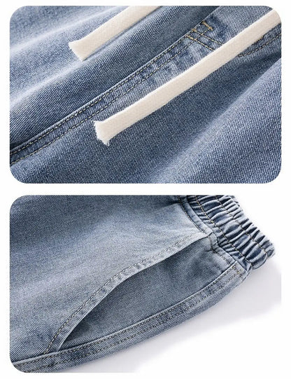 Dragging Streetwear Loose Jeans Men Korean Style Fashion Loose Straight Wide Leg Pant Men's Brand Clothing Black Light Blue Grey