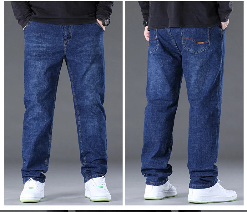 Men Light Luxury Elastic force loose Fit Pants Comfortable Soft Business Fashion ventilate Casual Denim Trousers Male Clothing