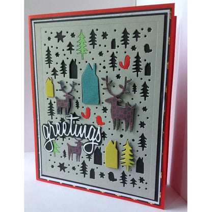 Christmas Tree Reindeer Star Doodle Background Metal Cutting Dies for DIY Scrapbook Christmas Paper Card Decoration Paper Craft