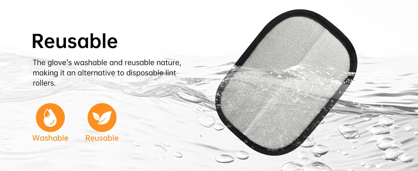 Reusable Double-Sided Pet Hair Removal Glove Anti-Static Grooming Tool for Cats Dogs Soft Brush Mitt for Furniture Carpet Cloth