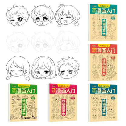 Comics Girl Boy Comics Hand Drawn Tutorial Book Novice Zero Basic Studying Line Draft Practice Book Drawing Copy Book Learning