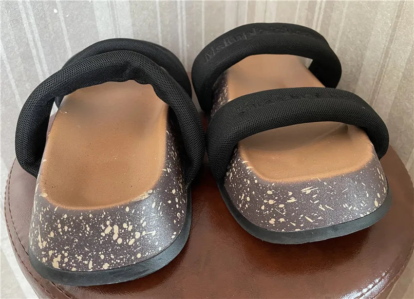 Women's Shoes Alphabet Fashion Casual Slippers 2022 New Summer Thick Bottom Non-slip Medium Heel Sandals for Outer Wear