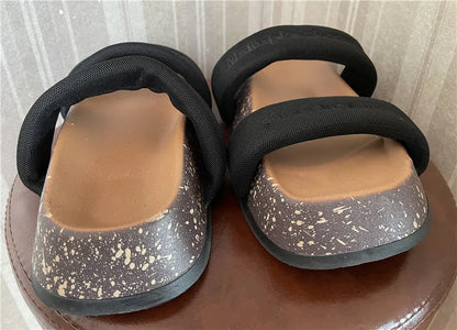 Women's Shoes Alphabet Fashion Casual Slippers 2022 New Summer Thick Bottom Non-slip Medium Heel Sandals for Outer Wear