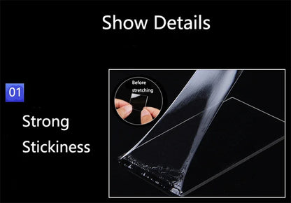 3M Nano Tape Double Sided Tape Transparent Reusable Waterproof Adhesive Tapes Cleanable Kitchen Bathroom Supplies Tapes