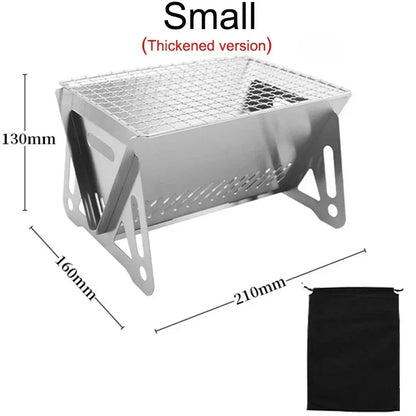 BBQ Grill Portable Folding Barbecue Grill Heating Stoves Multifunction Camping Rack Net Firewood Stove Stainless steel BBQ Grill