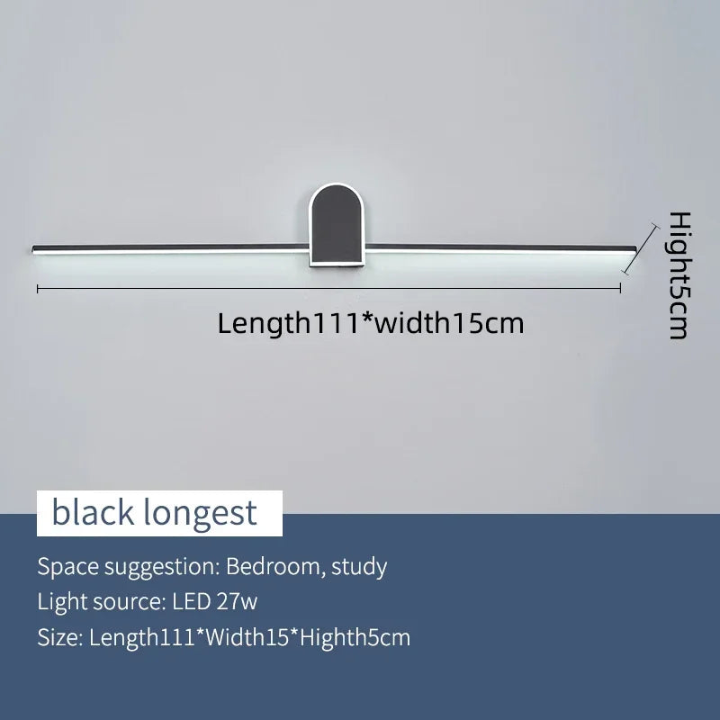 Bathroom Mirror Front Light Modern Led Wall Light Black&White Luminaires Sconce Wall Lamp L70 90 110cm Bathroom Lamp