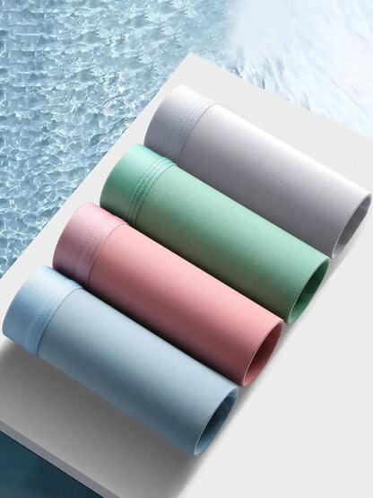 4Pcs Men's Underwear Ice Silk Breathable Soft Men's Pants Fashion Personality Sports Fitness Casual Men's Boxers Briefs