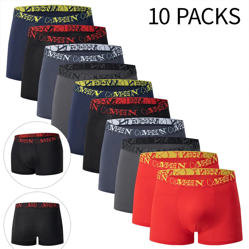 4/10 Pack Teenagers To Adults Parent-child Boyshort Simple Fashion Multi-size Shorts Men's Comfortable Underwear Elastic Waist P
