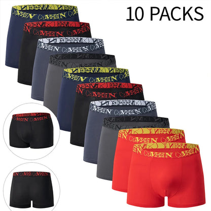 4/10 Pack Teenagers To Adults Parent-child Boyshort Simple Fashion Multi-size Shorts Men's Comfortable Underwear Elastic Waist P