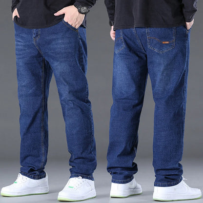 Men Light Luxury Elastic force loose Fit Pants Comfortable Soft Business Fashion ventilate Casual Denim Trousers Male Clothing