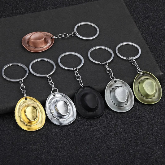 Vintage Motorcycle Accessories Keychain Men Western Cowboy Hat Metal Cycling Cool Backpack Decoration Boyfriend Gift Keyring