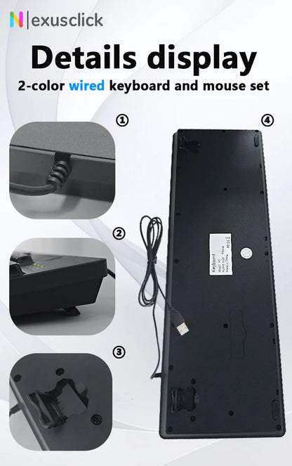 English Keyboard Mouse USB Wired Desktop Computer Keyboard Ergonomic Design Keyboard for Office Home PC Laptop Desktop