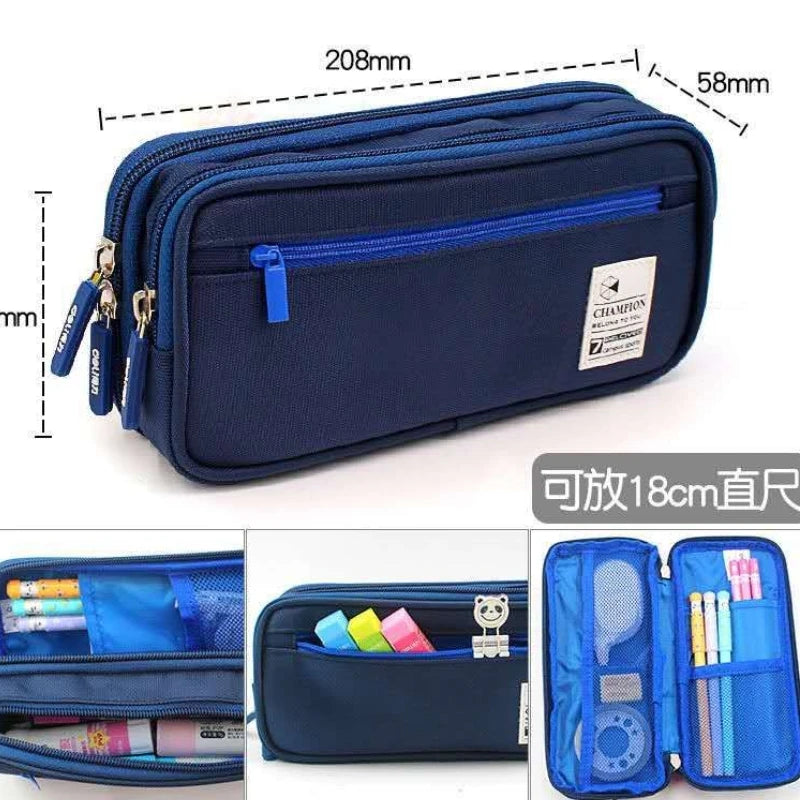 1PC Large Capacity Pencil Case Stationery Cute Boys Girls Gift Bag Pen Box Pencil Cases Storage Student School Office Supplies