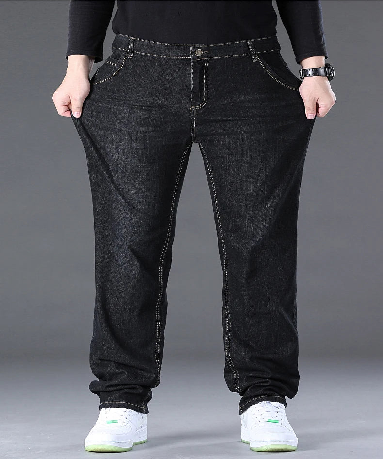 Men Light Luxury Elastic force loose Fit Pants Comfortable Soft Business Fashion ventilate Casual Denim Trousers Male Clothing