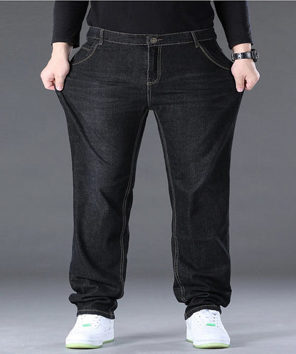 Men Light Luxury Elastic force loose Fit Pants Comfortable Soft Business Fashion ventilate Casual Denim Trousers Male Clothing