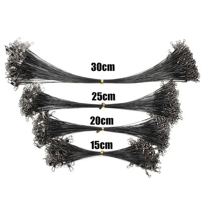 20pcs Anti Bite Steel Fishing Line Steel Wire Leader With Swivel Fishing Accessory Lead Core Leash Fishing Wire 15CM-50CM