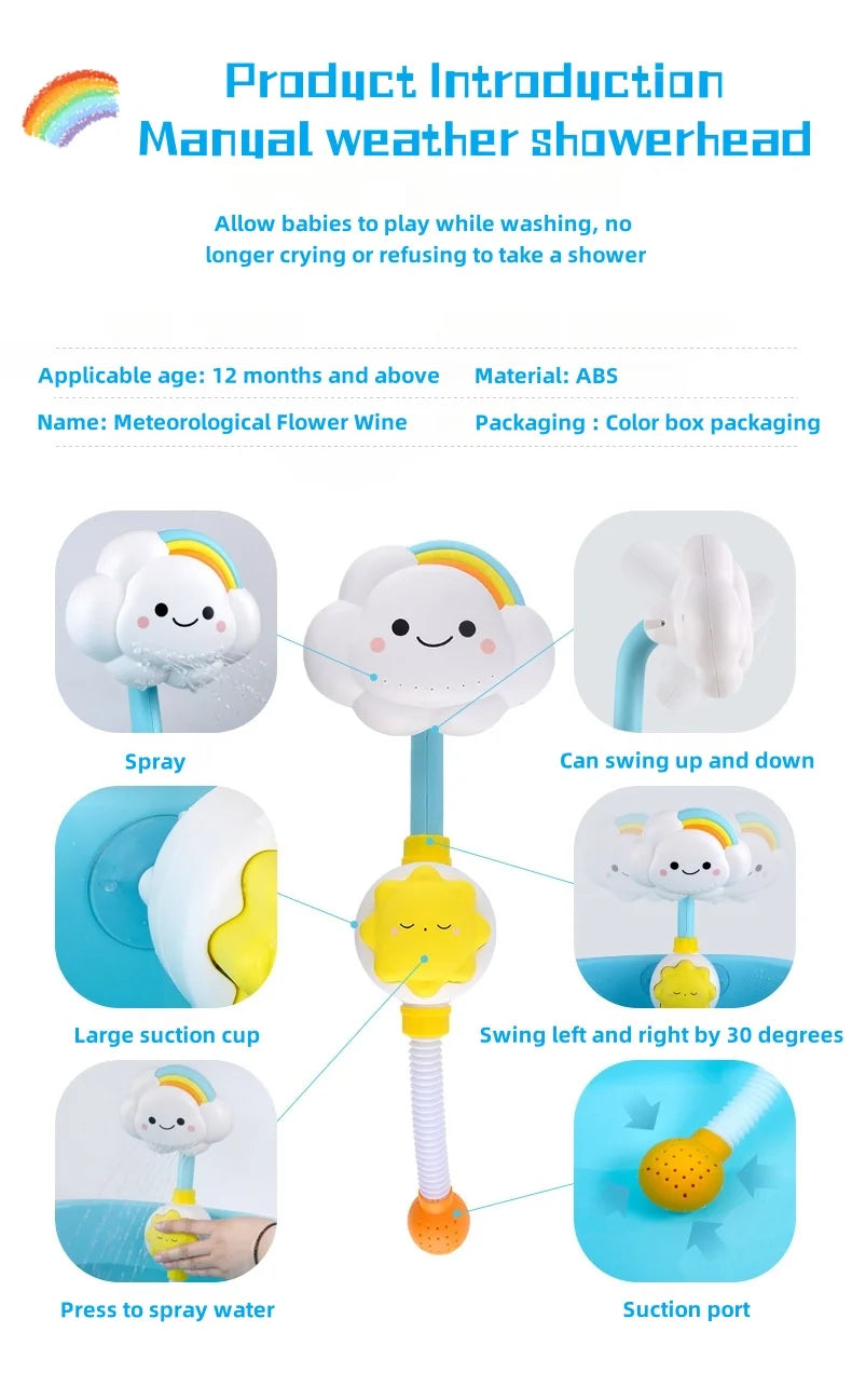 Cloud Weather Bath Toy for Kids Press Spray Educational Water Cycle Play Pool Beach Safe Fun
