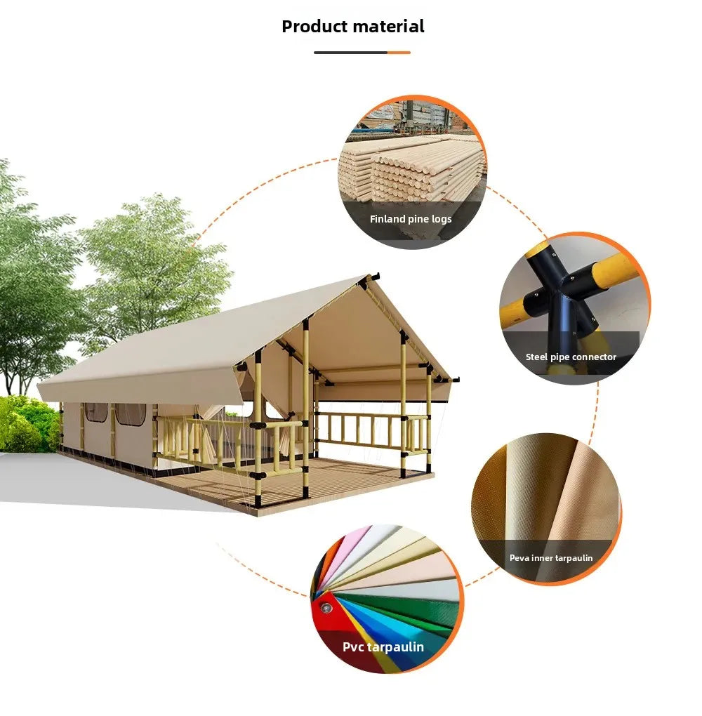 Outdoor Camping Tents, Hotel Camping Bases, Large Wooden House Accommodation, Suitable for Camping, Customizable Large Capacity