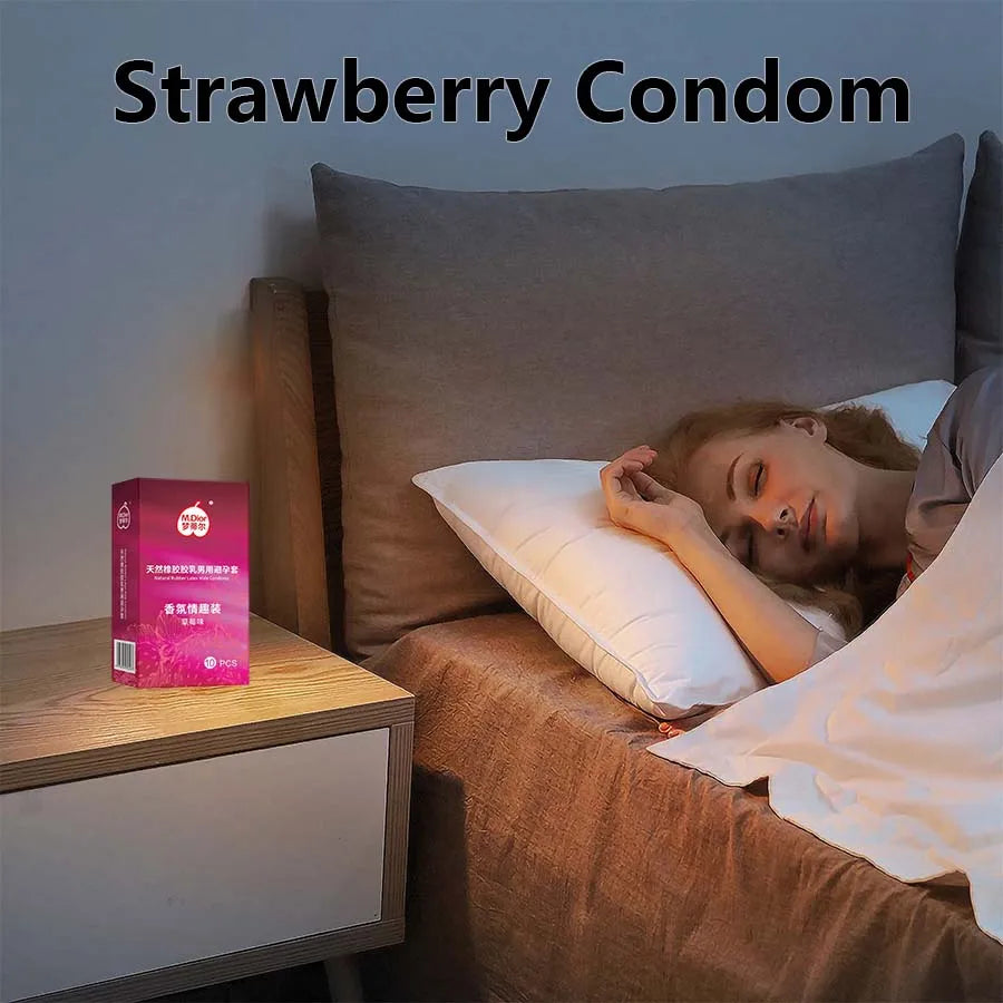 10PCS fruit flavored condoms, safe sex lubricant condoms, male condom, strawberry flavored sexy condoms