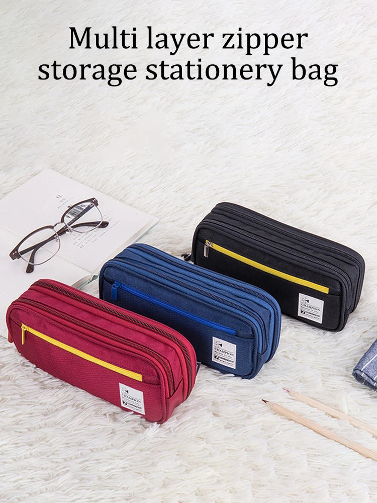 1PC Large Capacity Pencil Case Stationery Cute Boys Girls Gift Bag Pen Box Pencil Cases Storage Student School Office Supplies