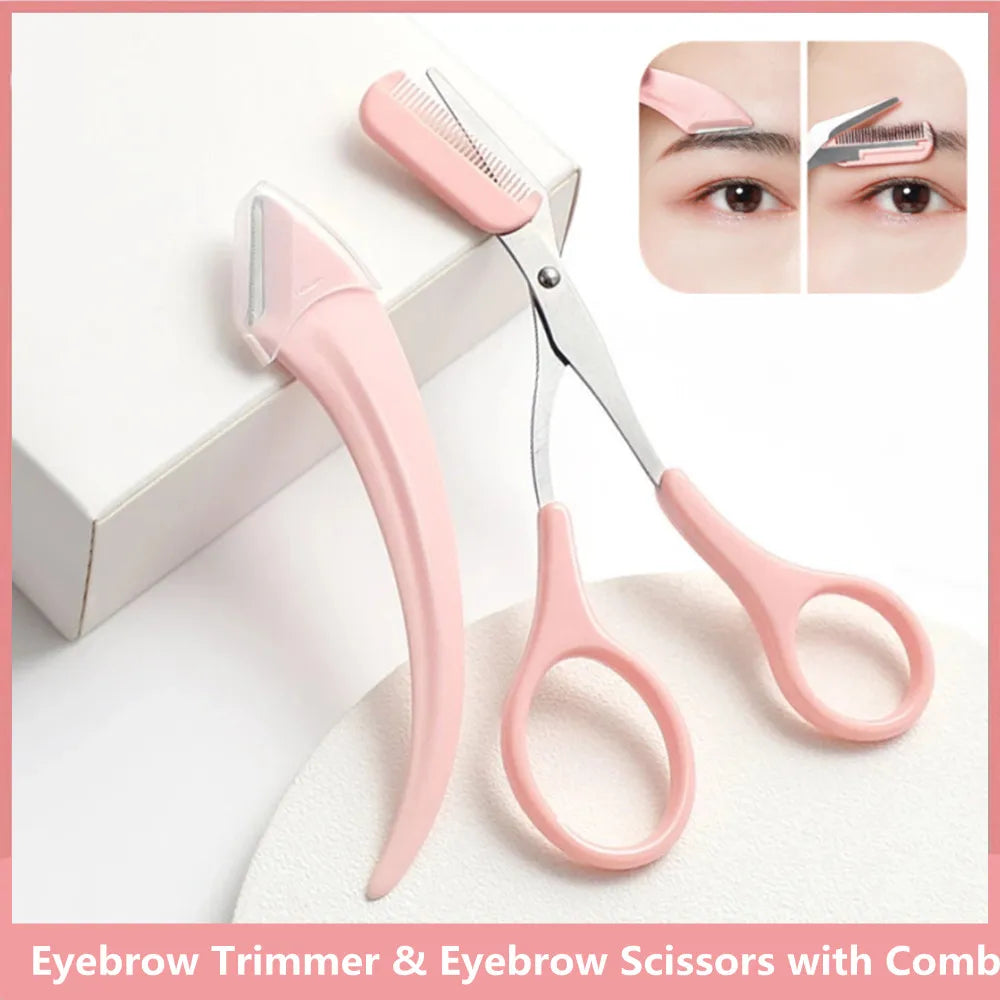 Eyebrow Trimming Knife Eyebrow Face Razor For Women Professional Eyebrow Scissors With Comb Brow Trimmer Scraper Accesso