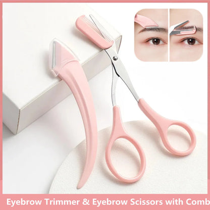 Eyebrow Trimming Knife Eyebrow Face Razor For Women Professional Eyebrow Scissors With Comb Brow Trimmer Scraper Accesso