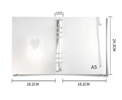 A5 Matte Heart Photo Scrapbook Binder Refillable 3'' Idol Collection Binder for Girls