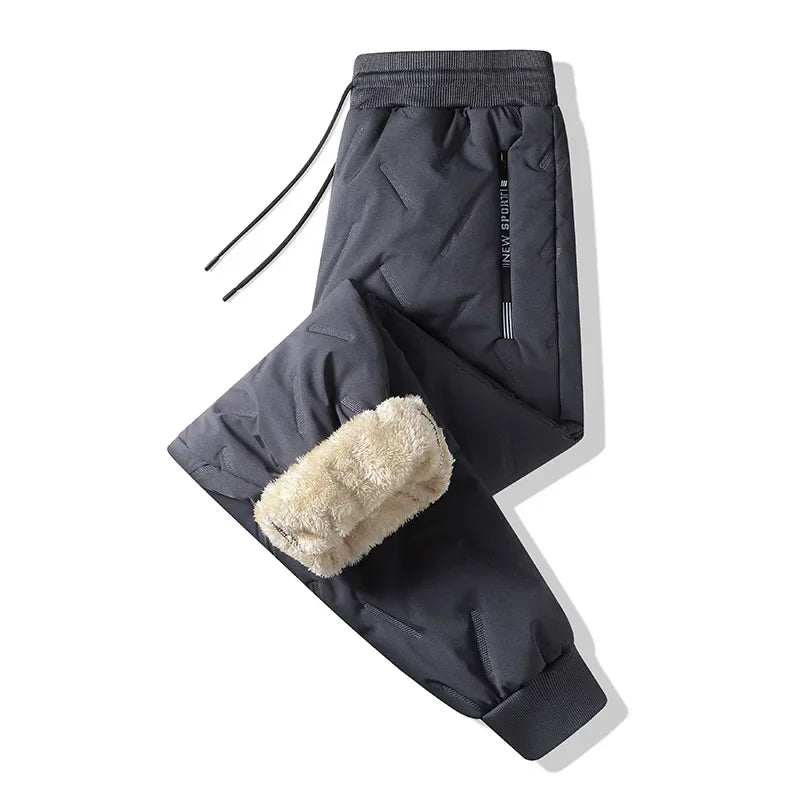 New Women's Plush Thick Fleece Lined Sweatpants Straight-leg Waterproof Pants Outdoor Windproof Outerwear Thermal Trousers