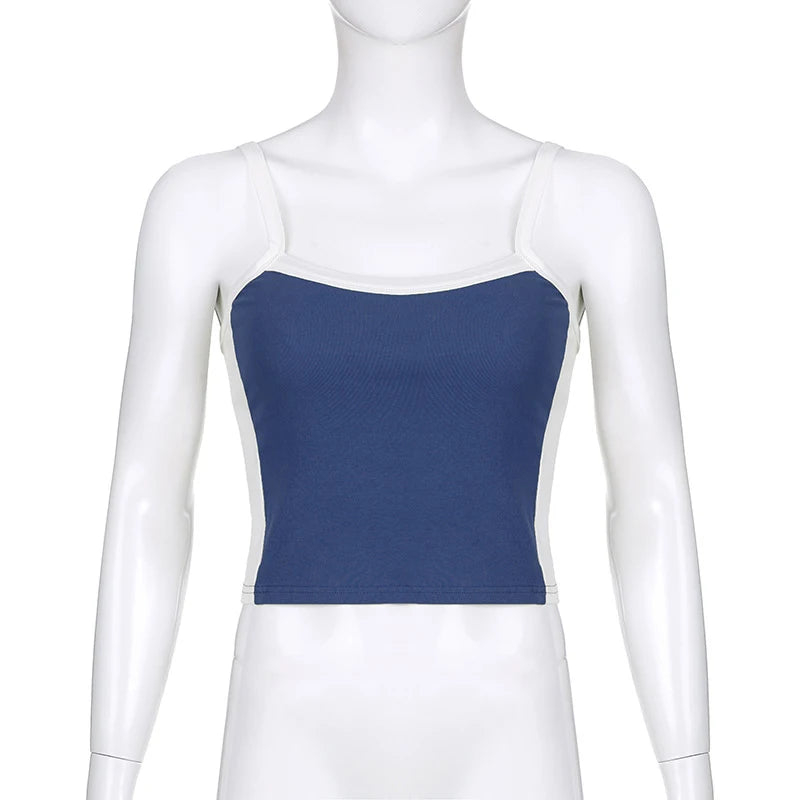 Sleeveless Knitted Crop Tops Green Sexy Basic Patchwork 2023 Summer Casual Cami Backless Y2k Vintage Tank Top Women